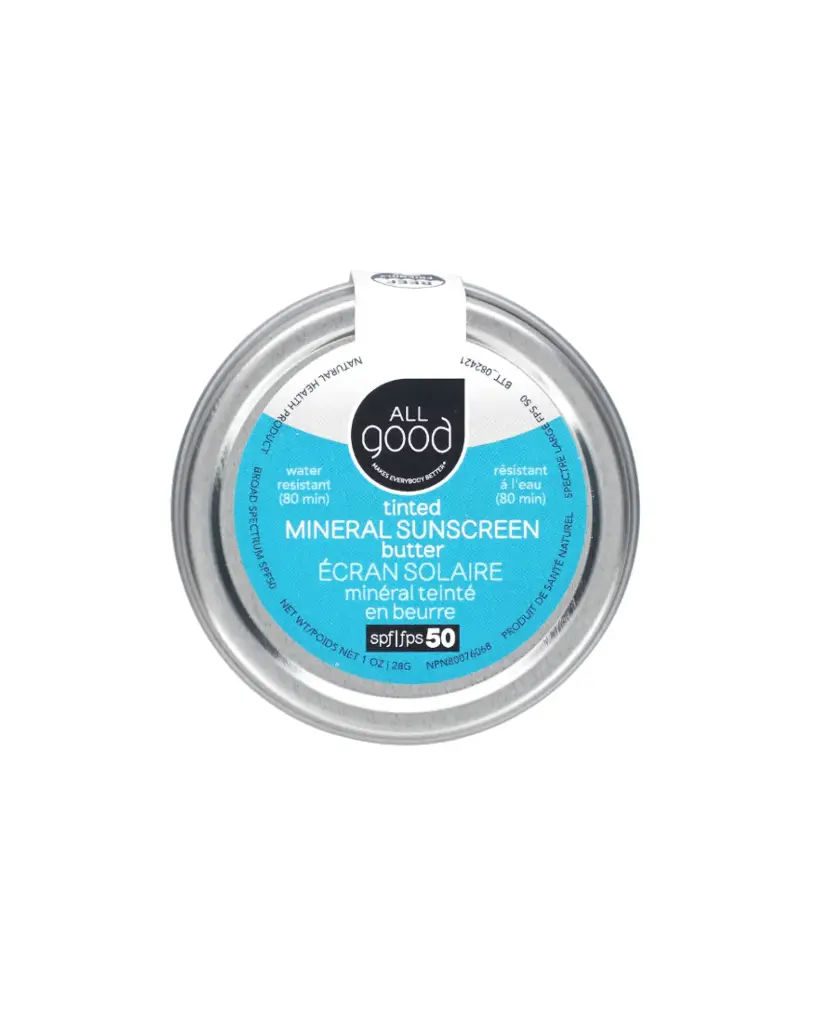 All Good Products, Manteca protector solar mineral con color, FPS 50, 28 g (1 oz)