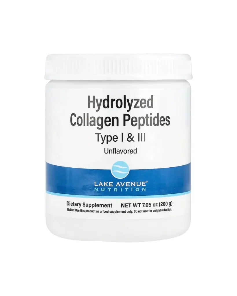 Lake Avenue Nutrition, Suplemento de Péptidos de colágeno hidrolizado, Tipo I y III, Sin sabor, 200 g (7,05 oz)