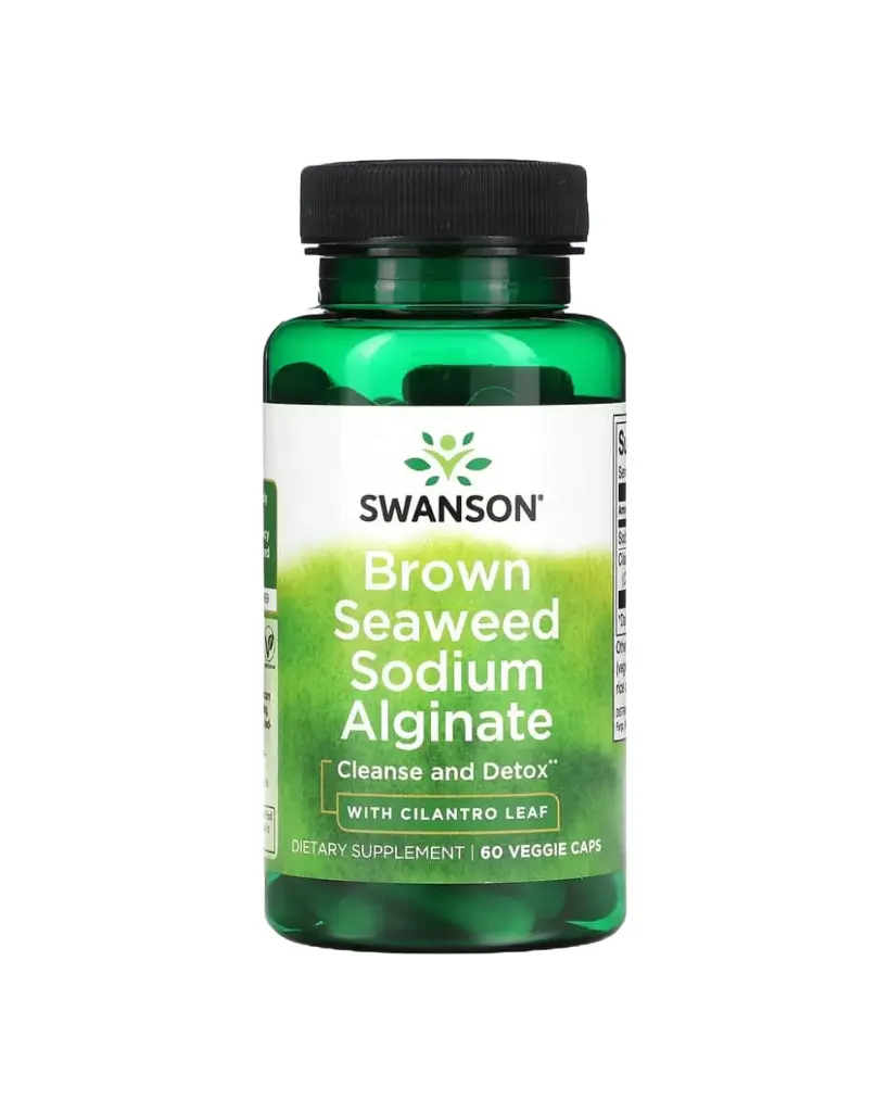 Swanson, Suplemento alimentario Alginato de sodio y algas marinas con hoja de cilantro 60 cápsulas vegetales