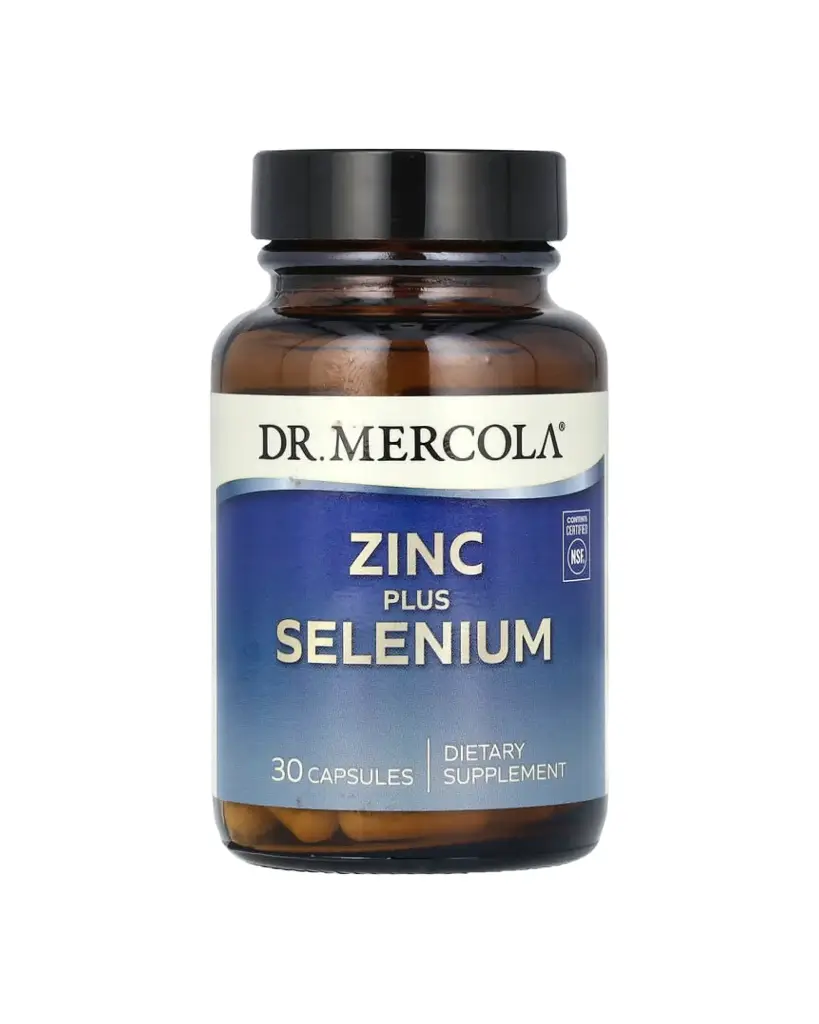 Dr. Mercola, Suplemento alimenticio más Zinc y selenio, 30 cápsulas