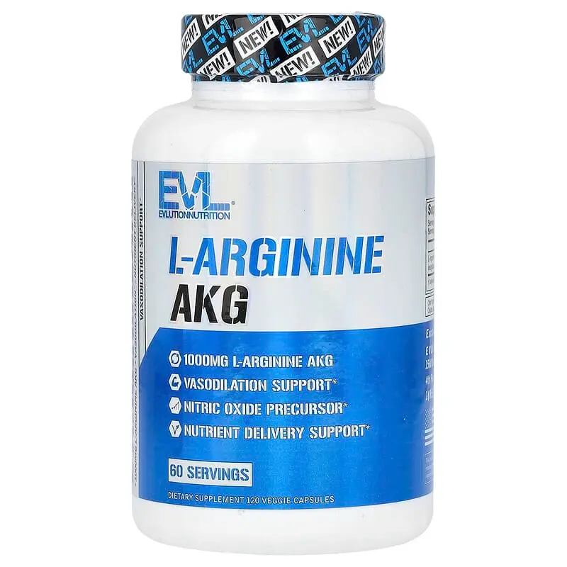 EVLution Nutrition, L-Arginina AKG, 120 cápsulas vegetales (500 mg por cápsula)