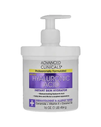 [A0037] Advanced Clinicals, Locíon Hidratante instantáneo para la piel con ácido hialurónico, 1 lb
