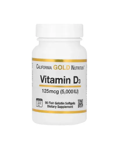 [A0072] California Gold Nutrition, vitamina D3 125 mcg (5,000IU) 90 cápsulas