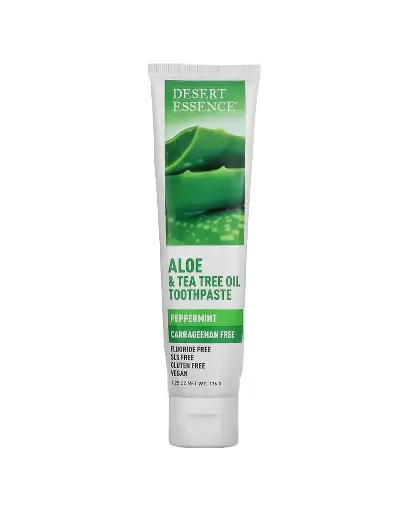 [A0099] Desert Essence, Pasta dental con aloe y aceite de árbol del té y menta, 176 g