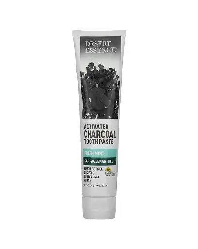 [A0103] Desert Essence, Pasta dental con carbón vegetal activado y menta fresca, 176 g