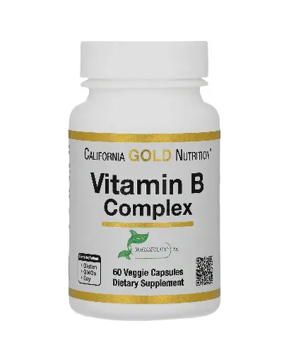 [A0108] California Gold Nutrition, Complejo de vitaminas B, 60 cápsulas vegetales