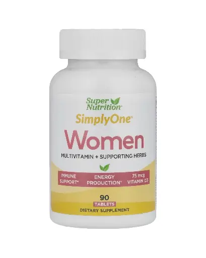 [A0119] Super Nutrition, Suplemento multivitamínico más hierbas de refuerzo para mujeres, 90 comprimidos